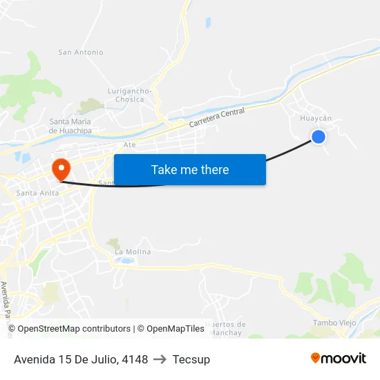 Avenida 15 De Julio, 4148 to Tecsup map