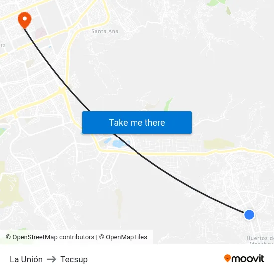 La Unión to Tecsup map