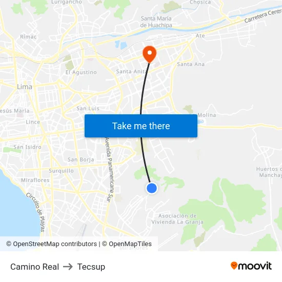 Camino Real to Tecsup map