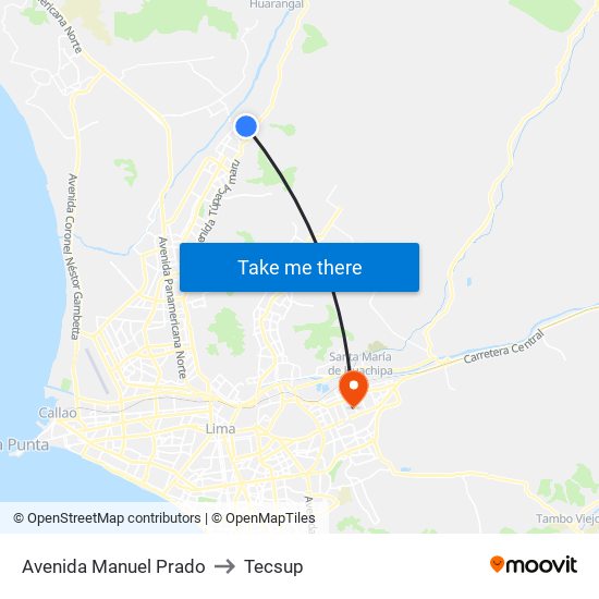 Avenida Manuel Prado to Tecsup map