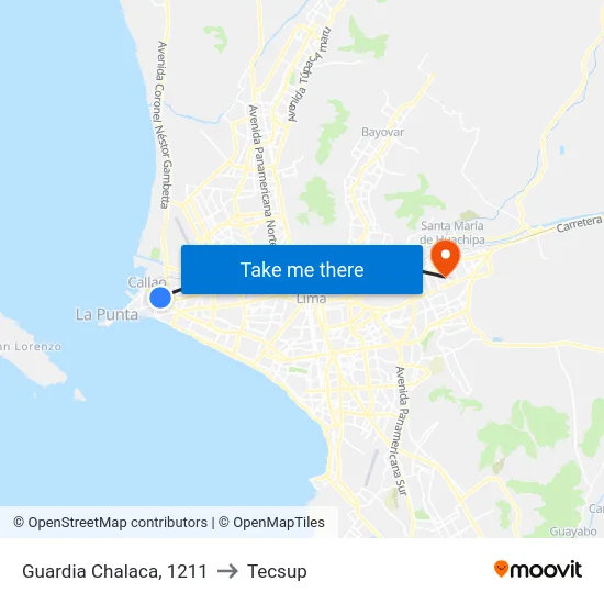 Guardia Chalaca, 1211 to Tecsup map