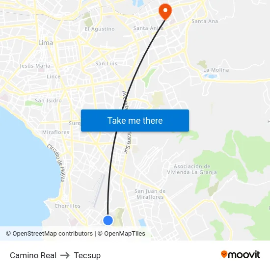 Camino Real to Tecsup map