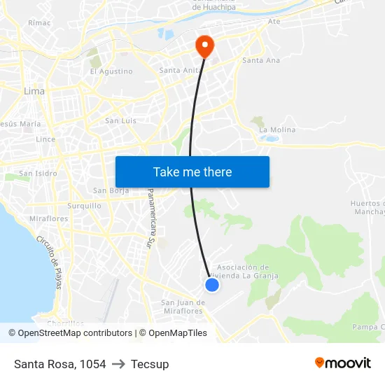 Santa Rosa, 1054 to Tecsup map