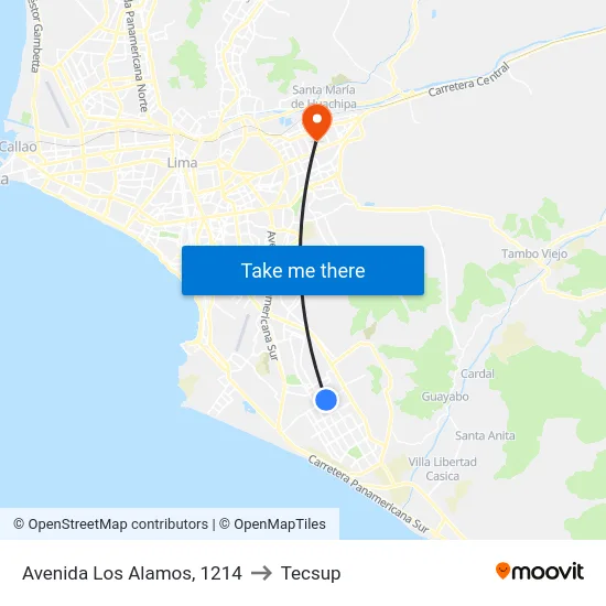 Avenida Los Alamos, 1214 to Tecsup map