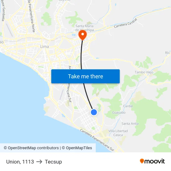 Union, 1113 to Tecsup map