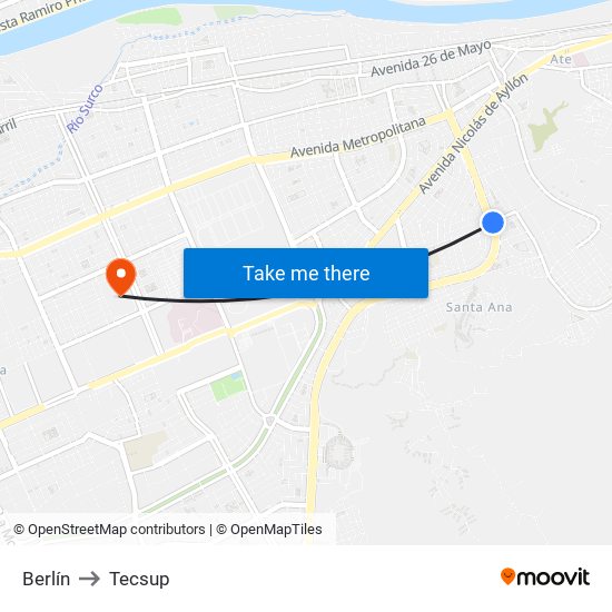 Berlín to Tecsup map