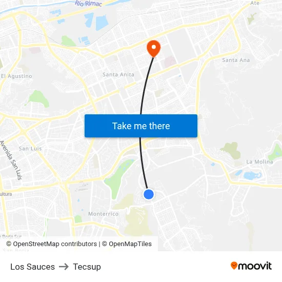 Los Sauces to Tecsup map