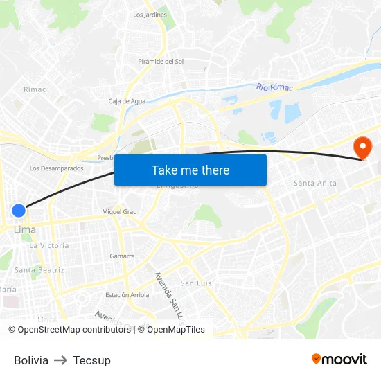 Bolivia to Tecsup map