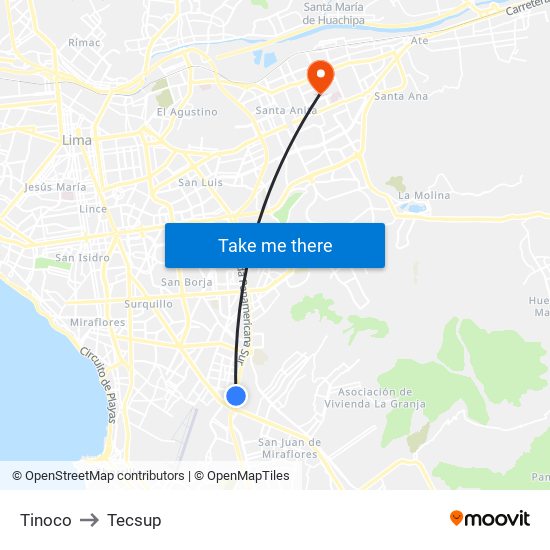 Tinoco to Tecsup map