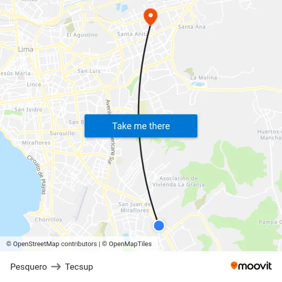 Pesquero to Tecsup map