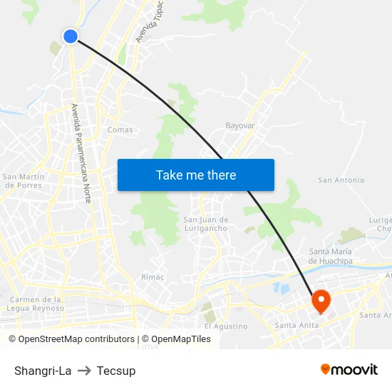 Shangri-La to Tecsup map
