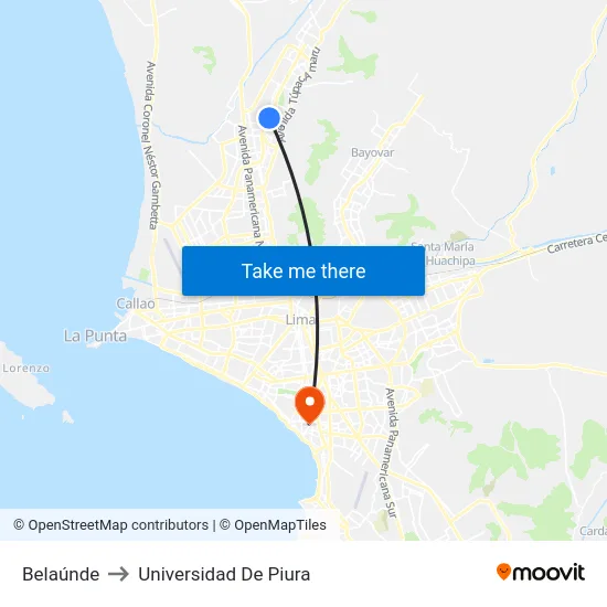 Belaúnde to Universidad De Piura map