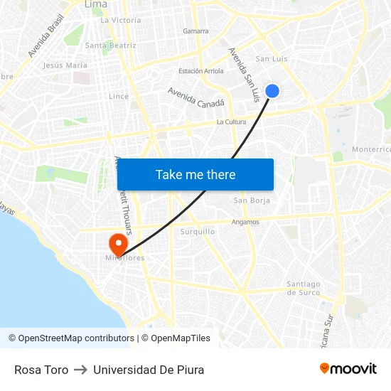 Rosa Toro to Universidad De Piura map