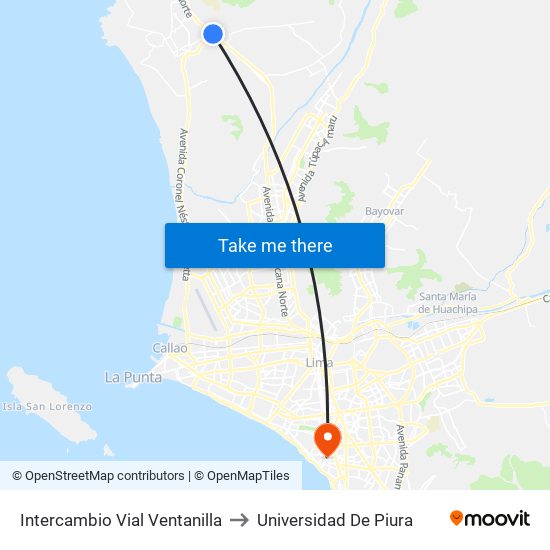 Intercambio Vial Ventanilla to Universidad De Piura map