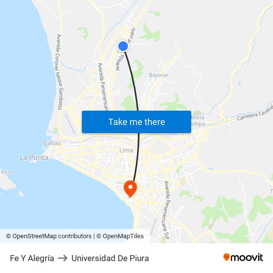 Fe Y Alegría to Universidad De Piura map