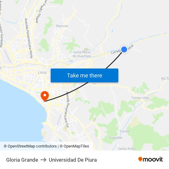 Gloria Grande to Universidad De Piura map