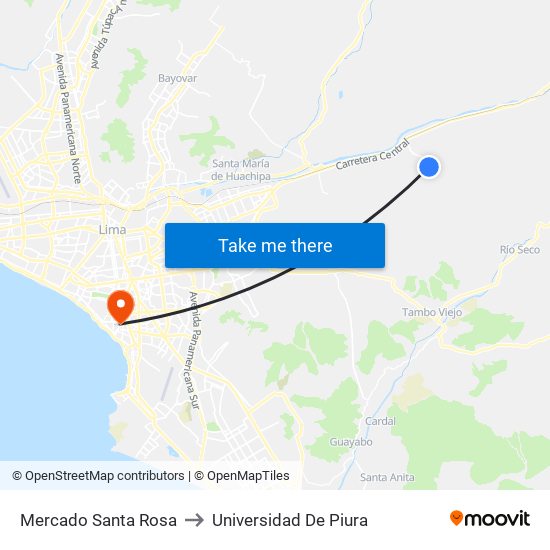 Mercado Santa Rosa to Universidad De Piura map