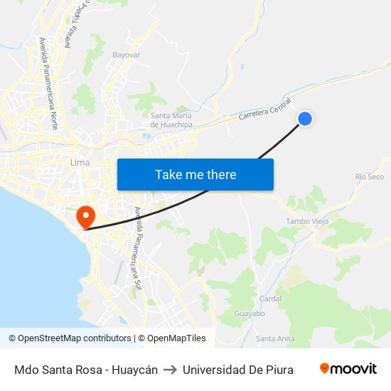 Mdo Santa Rosa - Huaycán to Universidad De Piura map