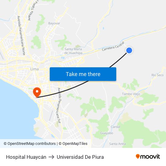 Hospital Huaycán to Universidad De Piura map