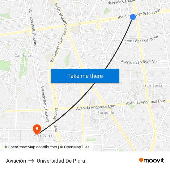 Aviación to Universidad De Piura map