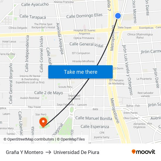 Graña Y Montero to Universidad De Piura map