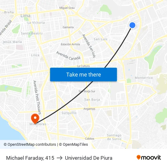 Michael Faraday, 415 to Universidad De Piura map