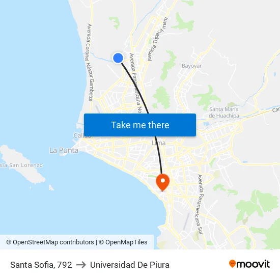 Santa Sofia, 792 to Universidad De Piura map