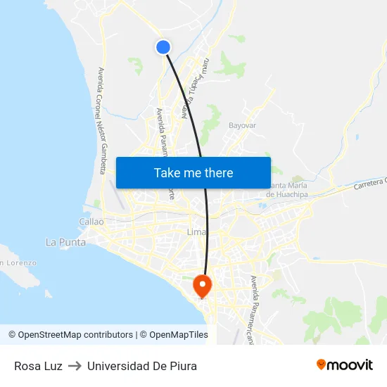 Rosa Luz to Universidad De Piura map