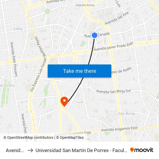 Avenida Del Aire, 601 to Universidad San Martín De Porres - Facultad De Ciencias De La Comunicación, Turismo Y Psicología map