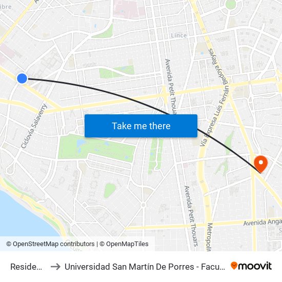Residencial San Felipe to Universidad San Martín De Porres - Facultad De Ciencias De La Comunicación, Turismo Y Psicología map