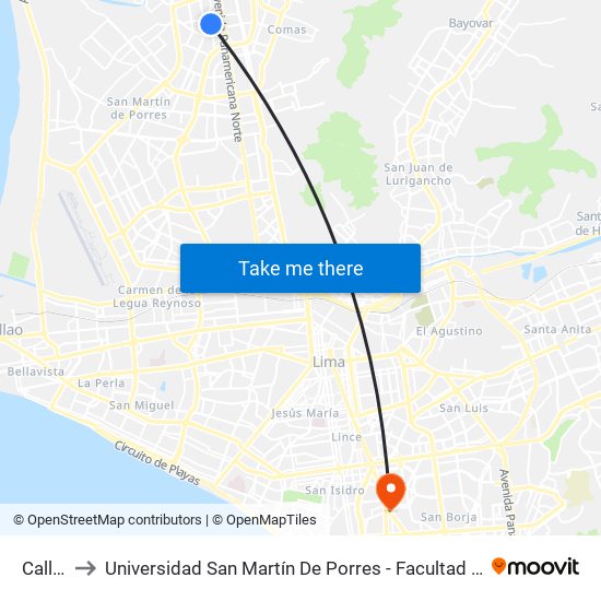 Calle 2, 305 to Universidad San Martín De Porres - Facultad De Ciencias De La Comunicación, Turismo Y Psicología map