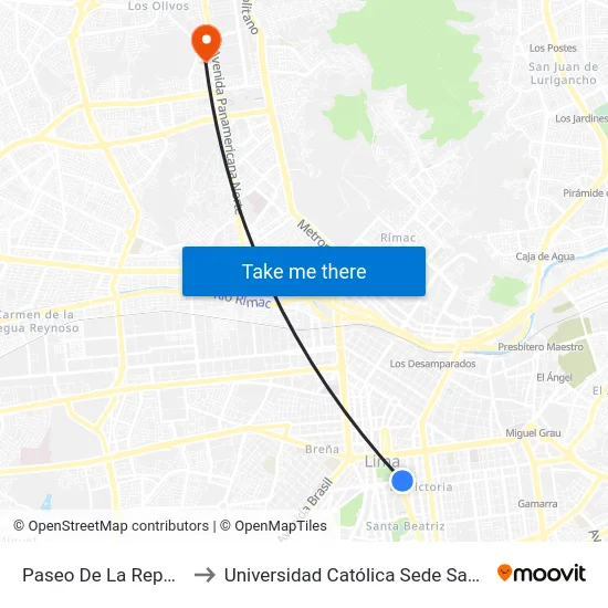 Paseo De La República to Universidad Católica Sede Sapientiae map