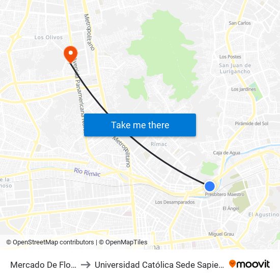 Mercado De Flores to Universidad Católica Sede Sapientiae map