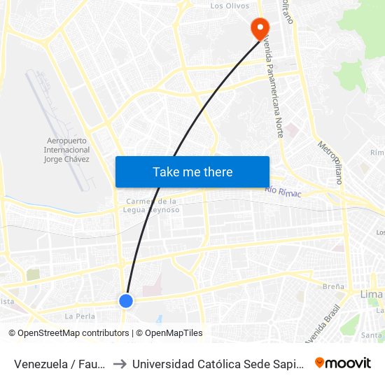 Venezuela / Faucett to Universidad Católica Sede Sapientiae map