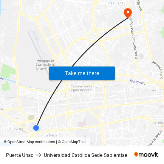 Puerta Unac to Universidad Católica Sede Sapientiae map