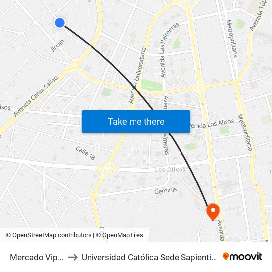Mercado Vipol to Universidad Católica Sede Sapientiae map
