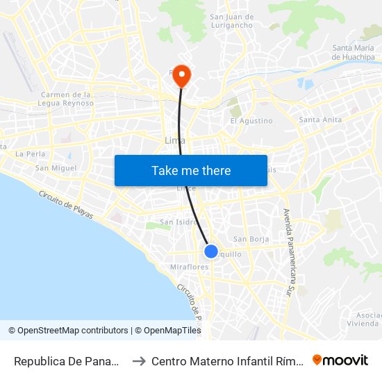 Republica De Panamá to Centro Materno Infantil Rímac map