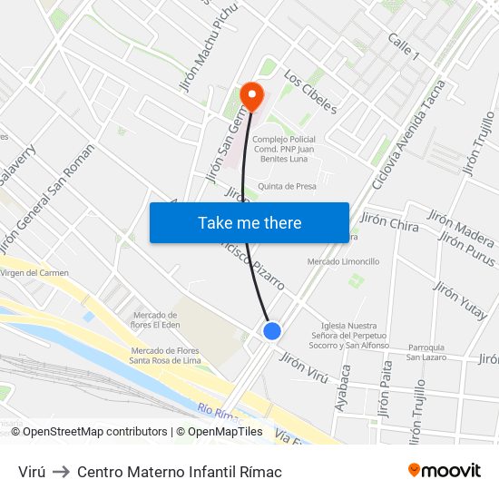 Virú to Centro Materno Infantil Rímac map