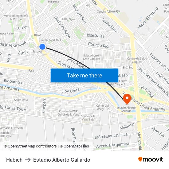 Habich to Estadio Alberto Gallardo map