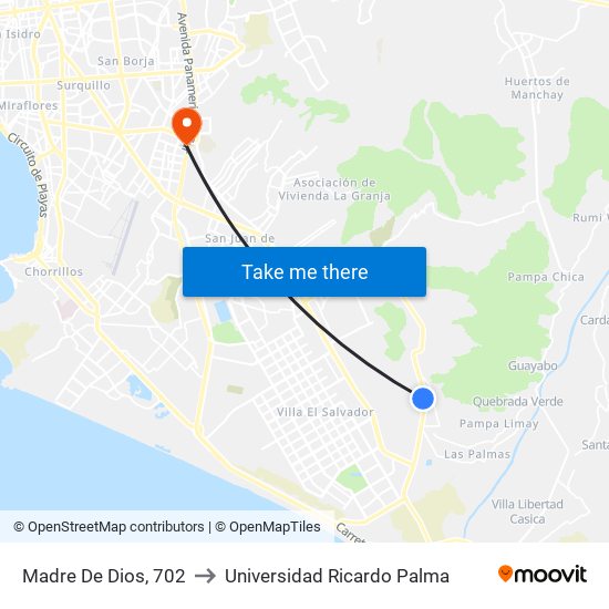Madre De Dios, 702 to Universidad Ricardo Palma map