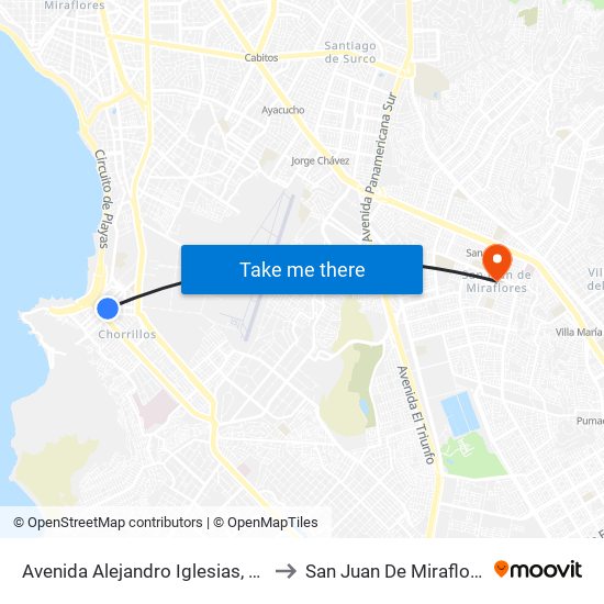 Avenida Alejandro Iglesias, 411 to San Juan De Miraflores map