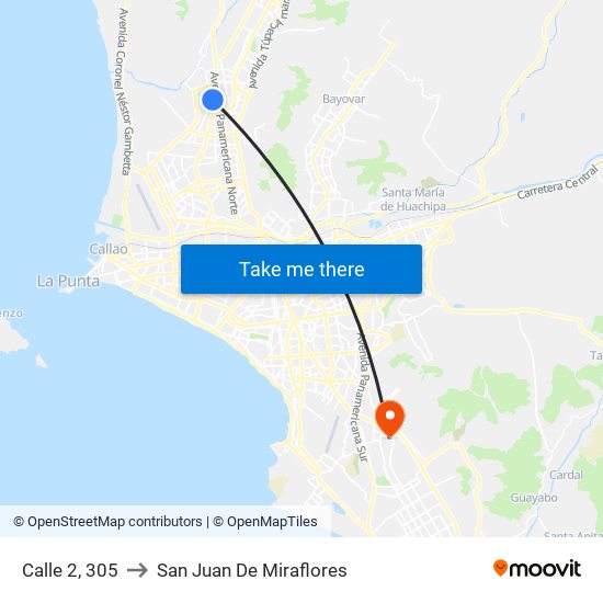 Calle 2, 305 to San Juan De Miraflores map