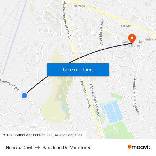 Guardia Civil to San Juan De Miraflores map