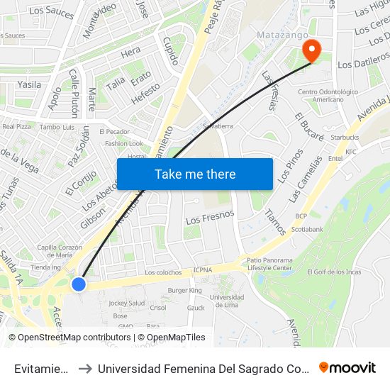 Evitamiento to Universidad Femenina Del Sagrado Corazón map