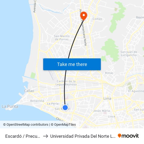 Escardó / Precursores to Universidad Privada Del Norte Lima Norte map