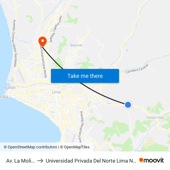 Av. La Molina to Universidad Privada Del Norte Lima Norte map
