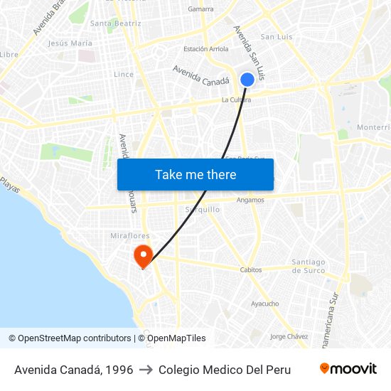 Avenida Canadá, 1996 to Colegio Medico Del Peru map