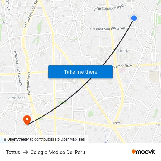 Tottus to Colegio Medico Del Peru map