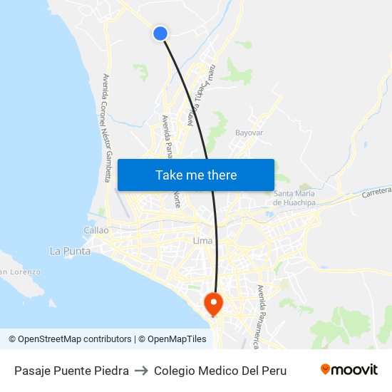 Pasaje Puente Piedra to Colegio Medico Del Peru map