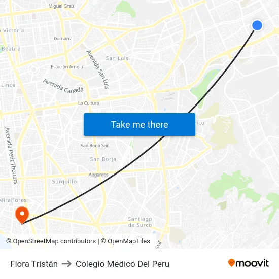 Flora Tristán to Colegio Medico Del Peru map